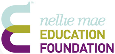 Logo for Nellie Mae Education Foundation featuring a stylized E on the left and the organization’s name in light blue, yellow, and purple—reflecting their dedication to diversifying educators and strengthening teacher diversity.