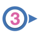 A pink number 3 inside a white circle with a blue border, and a solid blue triangle pointing right attached to the circle, resembling a play button that highlights a Springfield success story.