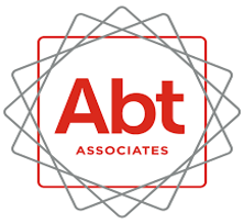 Abt Associates logo with Abt in large red text and ASSOCIATES below in smaller red text, surrounded by a geometric gray outline and a red square border, featured on the 2024 Report for the Common Data Project.