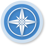 A blue and white compass rose icon with four main points inside a blue circle, symbolizing navigation or direction on the journey toward a well-rounded graduate profile.