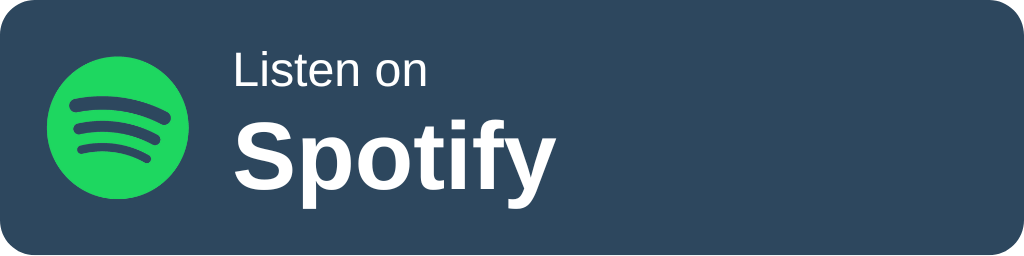 A navy rectangle with the Spotify logo that reads "listen on Spotify"