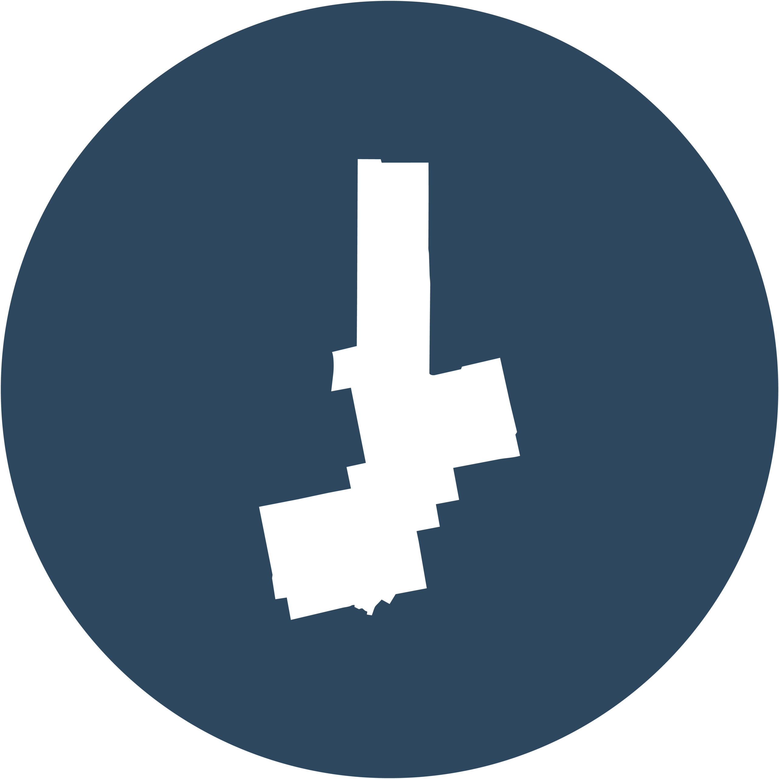 A white silhouette of Penobscot County, Maine, over a blue circle.